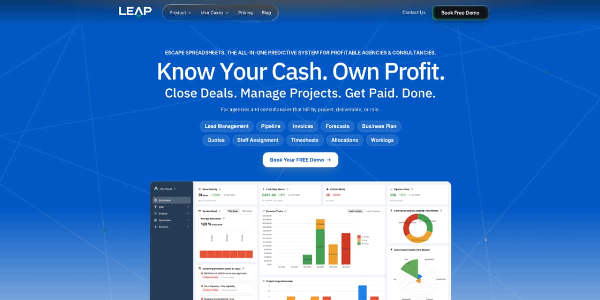 LEAP website homepage, designed and built by Jan Duras