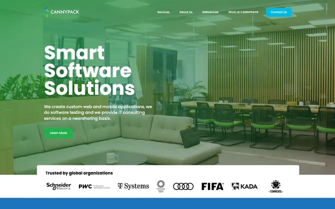 CANNYPACK homepage hero — Smart Software Solutions with brand gradient
